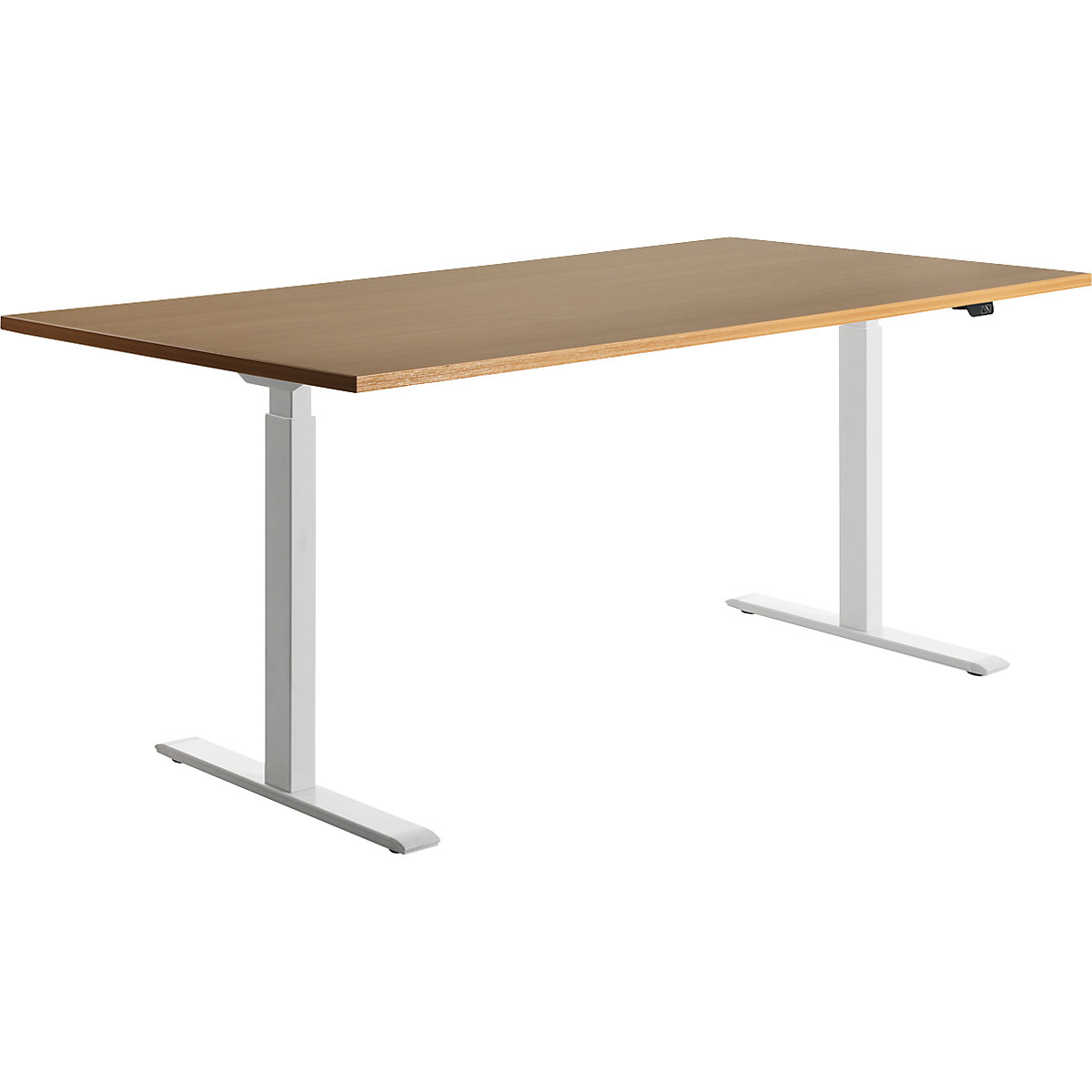 Scrivania, con regolazione elettrica dell'altezza – Topstar, diritta, largh. x prof. 1800 x 800 mm, faggio/bianco-0