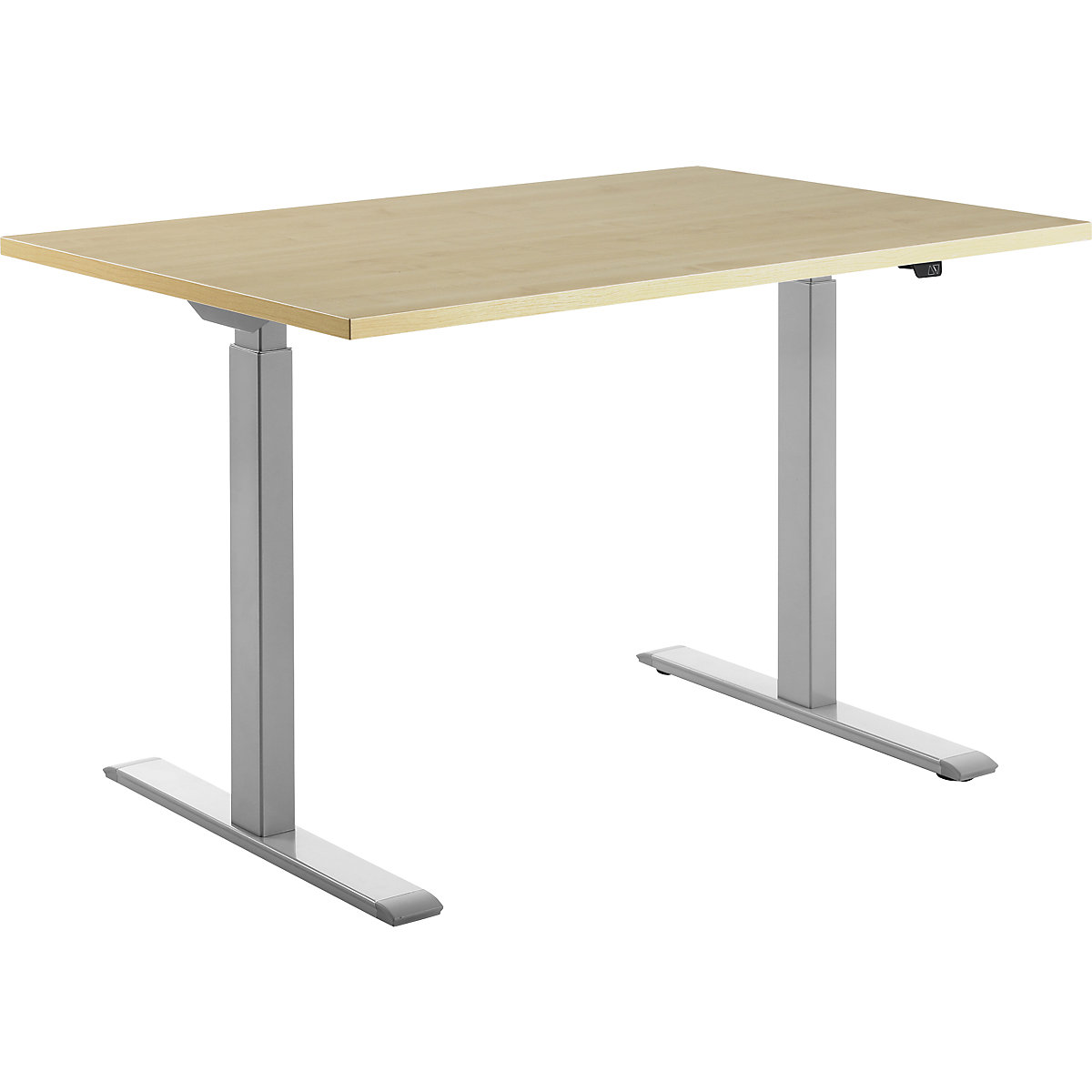 Scrivania, con regolazione elettrica dell'altezza – Topstar, diritta, largh. x prof. 1200 x 800 mm, acero/grigio-0