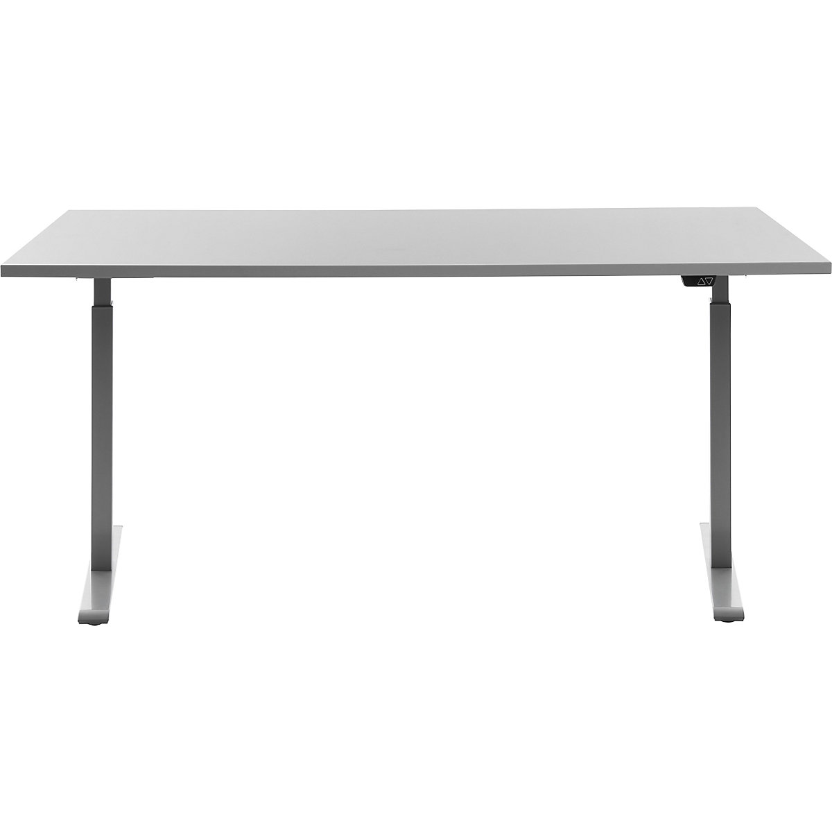 Scrivania, con regolazione elettrica dell'altezza – Topstar, diritta, largh. x prof. 1600 x 800 mm, grigio chiaro/grigio-0