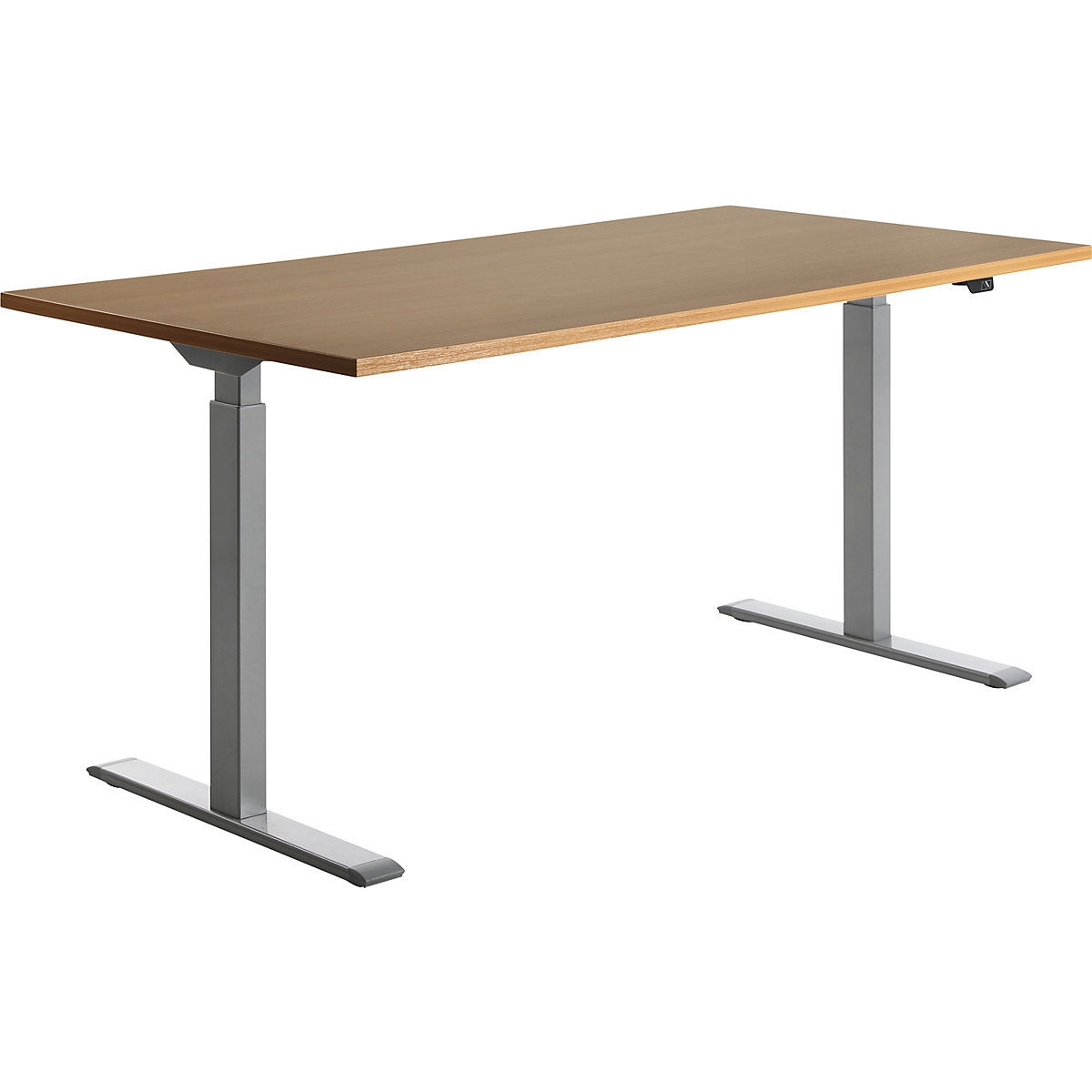Scrivania, con regolazione elettrica dell'altezza – Topstar, diritta, largh. x prof. 1600 x 800 mm, faggio/grigio-0