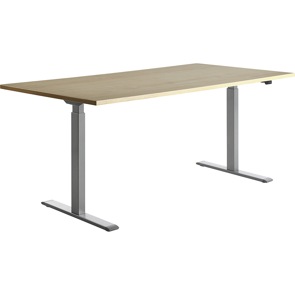 Scrivania, con regolazione elettrica dell'altezza – Topstar, diritta, largh. x prof. 1800 x 800 mm, acero/grigio-0