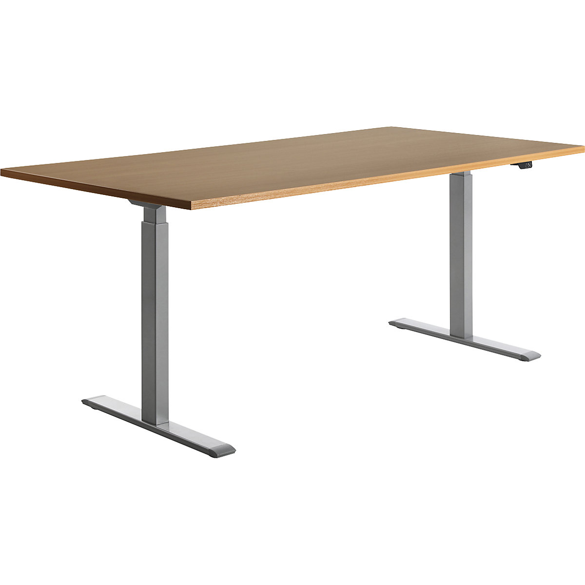 Scrivania, con regolazione elettrica dell'altezza – Topstar, diritta, largh. x prof. 1800 x 800 mm, faggio/grigio-0