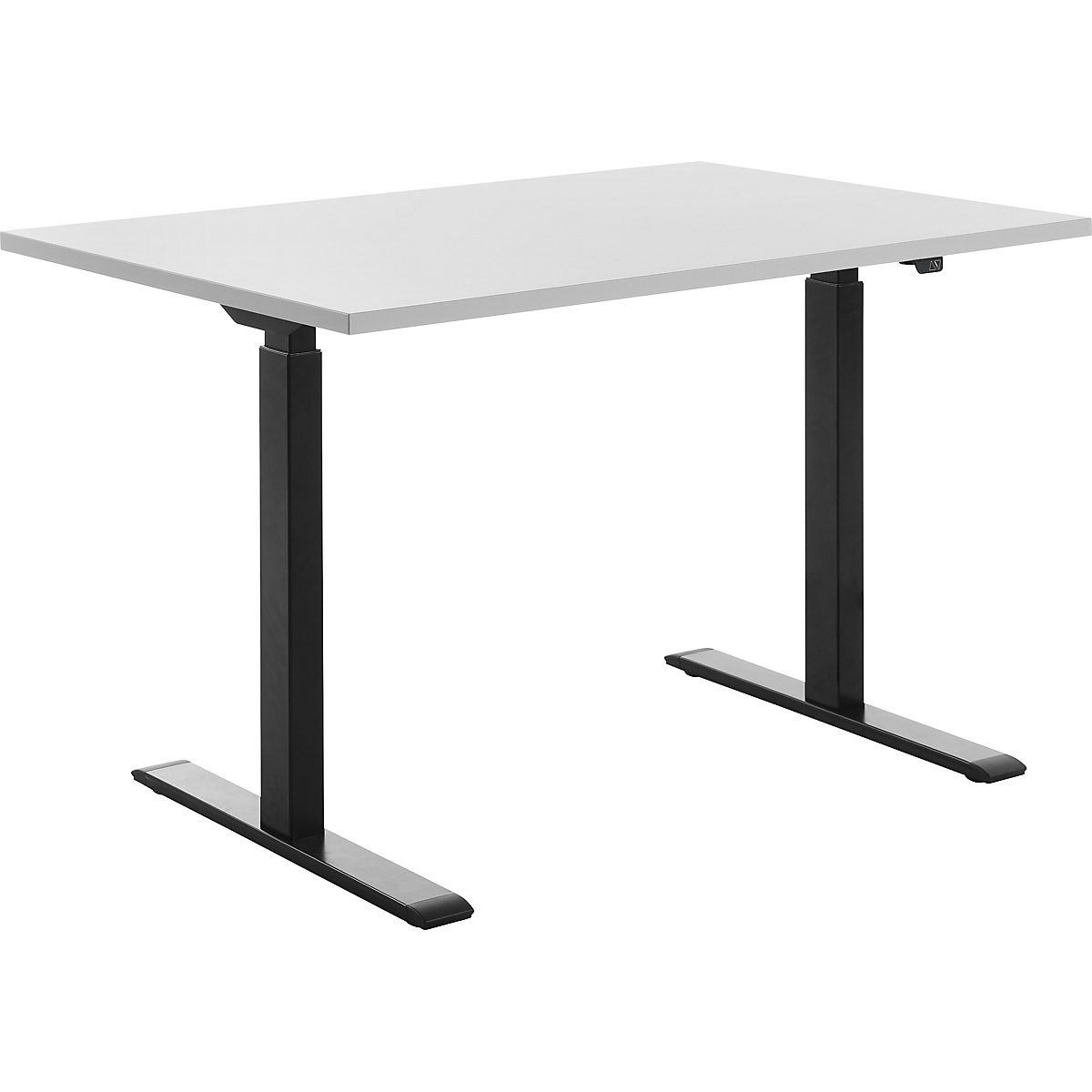 Scrivania, con regolazione elettrica dell'altezza – Topstar, diritta, largh. x prof. 1200 x 800 mm, grigio chiaro/nero-0
