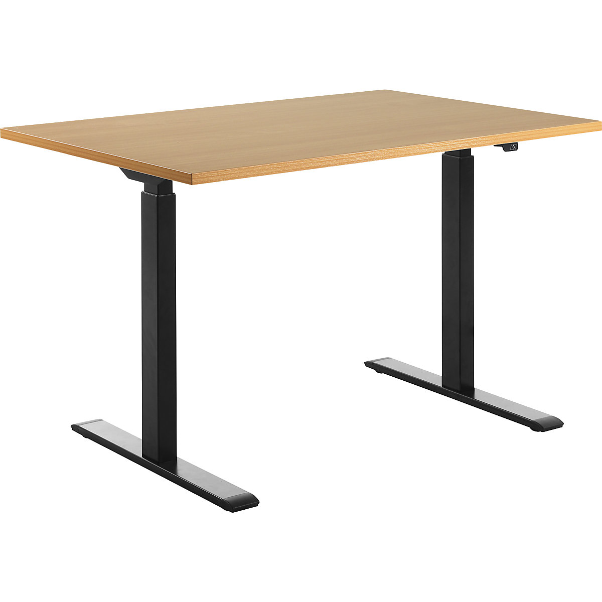 Scrivania, con regolazione elettrica dell'altezza – Topstar, diritta, largh. x prof. 1200 x 800 mm, faggio/nero-0