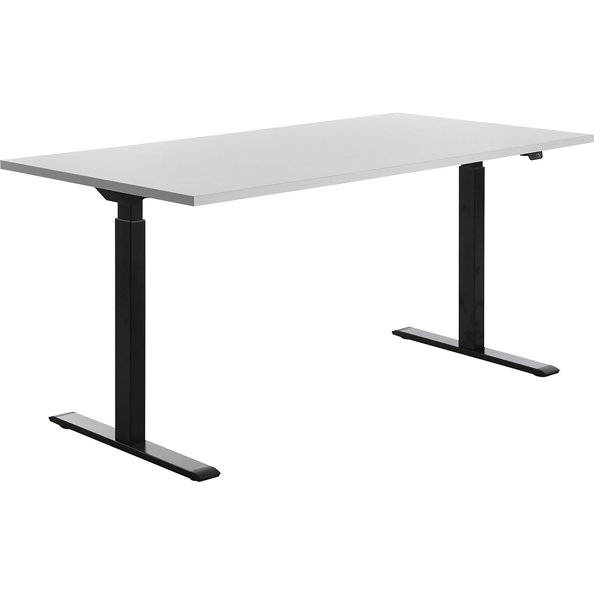 Scrivania, con regolazione elettrica dell'altezza – Topstar, diritta, largh. x prof. 1600 x 800 mm, grigio chiaro/nero-0