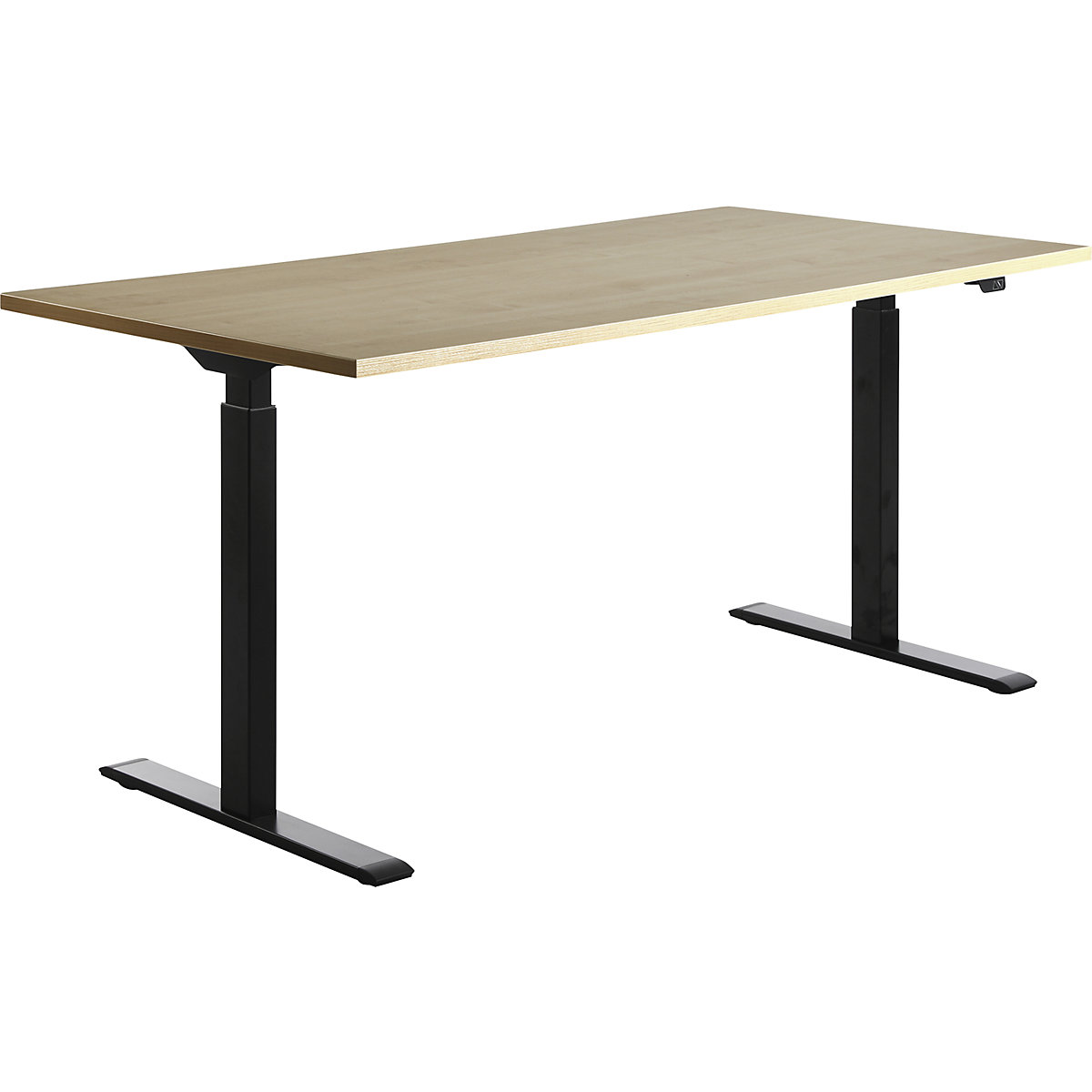 Scrivania, con regolazione elettrica dell'altezza – Topstar, diritta, largh. x prof. 1600 x 800 mm, acero/nero-0