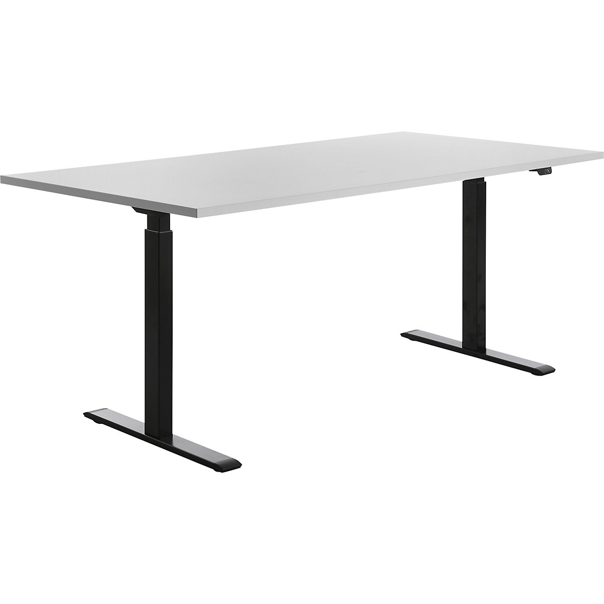 Scrivania, con regolazione elettrica dell'altezza – Topstar, diritta, largh. x prof. 1800 x 800 mm, grigio chiaro/nero-0