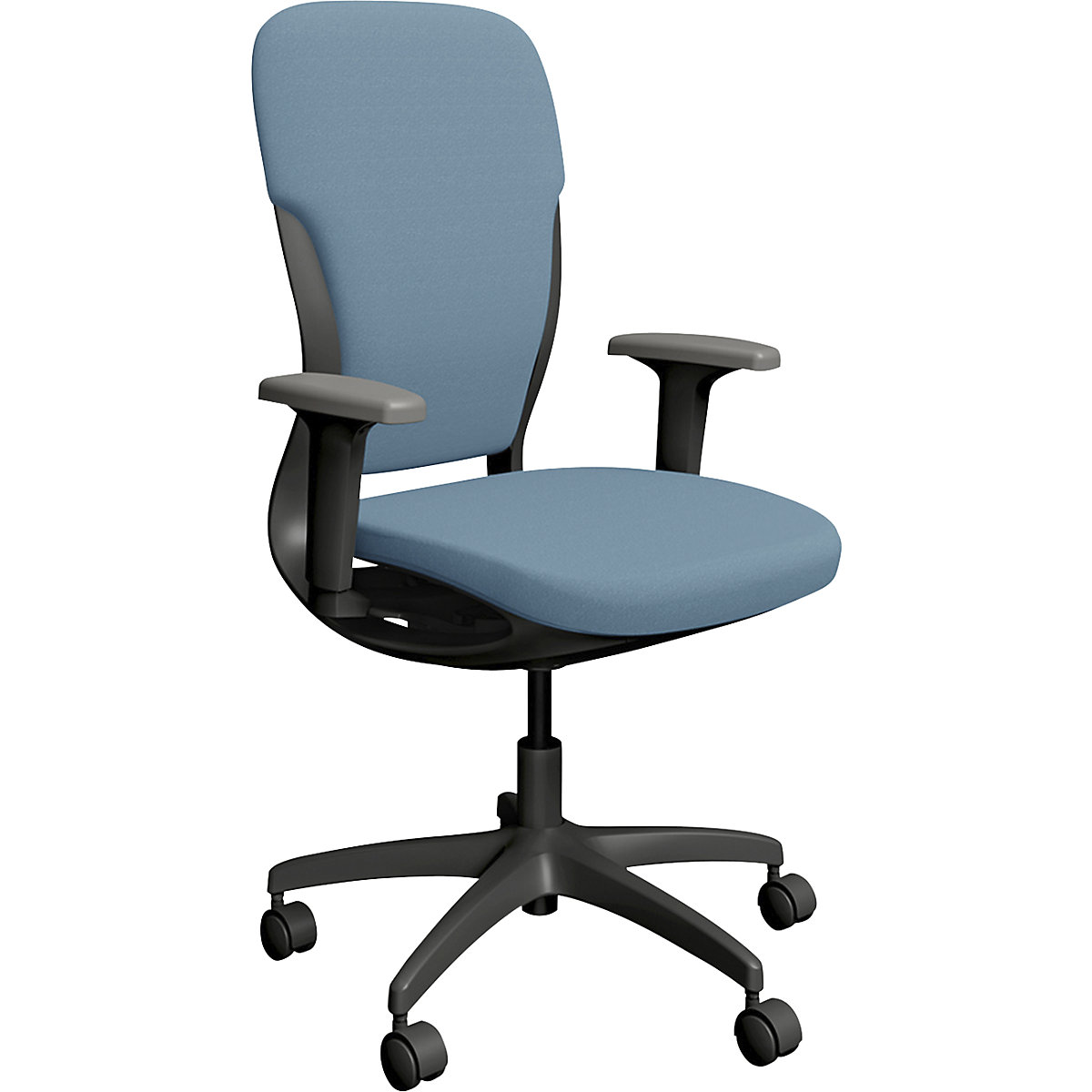 Sedia da ufficio MOTION, schienale imbottito, grigio scuro, blu chiaro-0