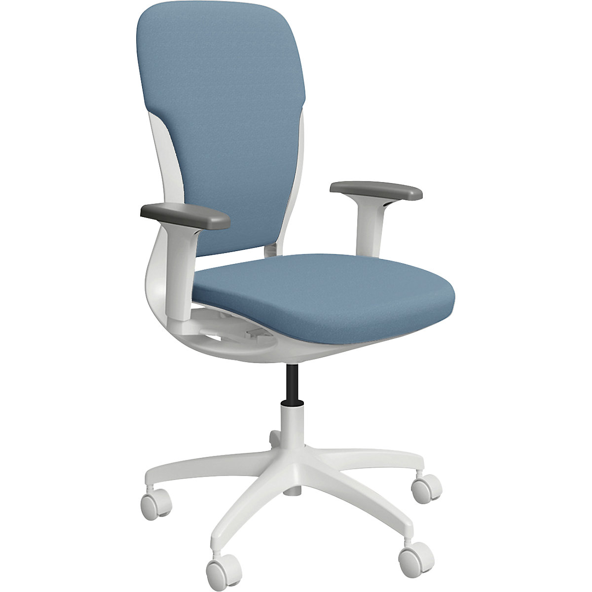 Sedia da ufficio MOTION, schienale imbottito, bianco, blu chiaro-0