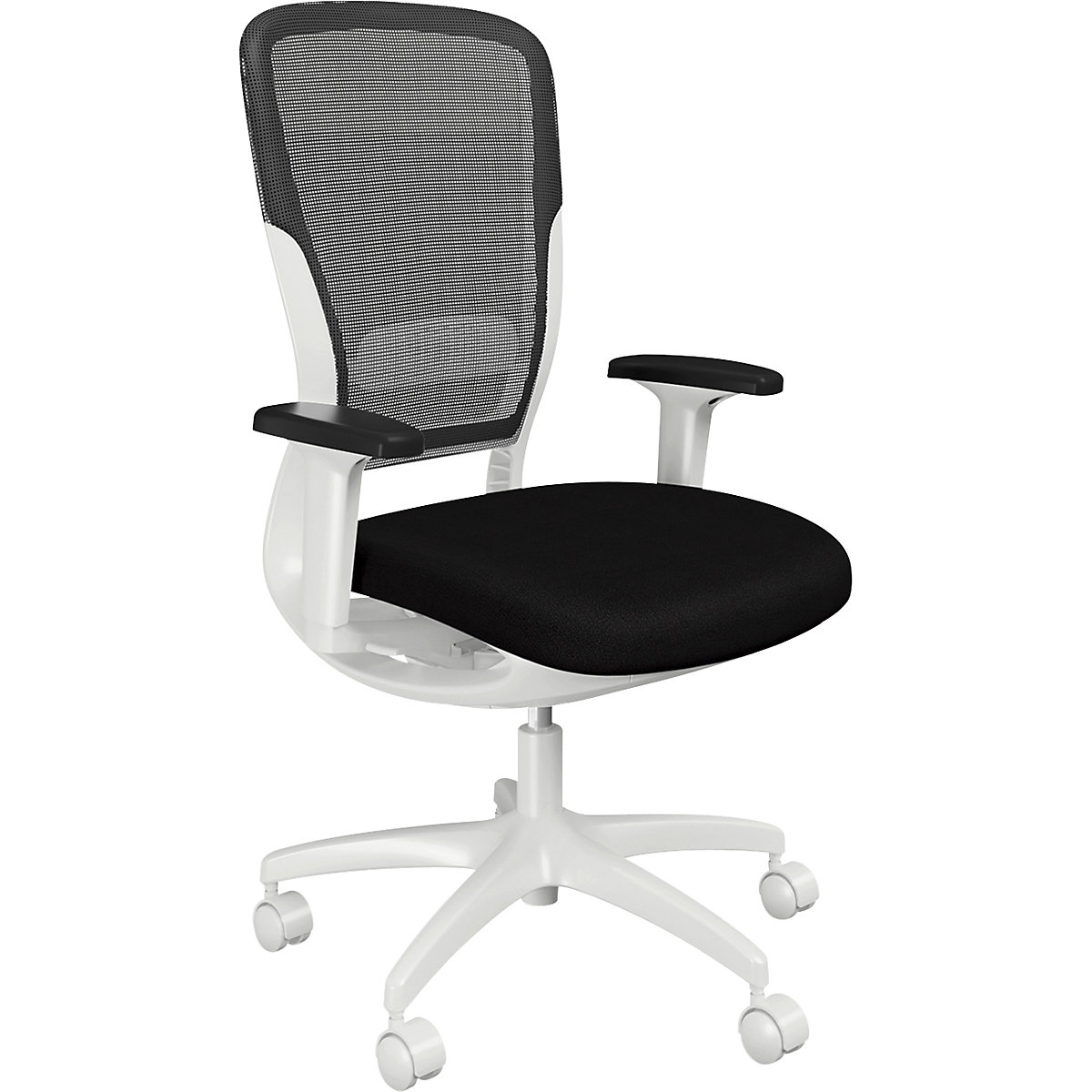 Sedia da ufficio MOTION, schienale in rete, bianco, nero-0