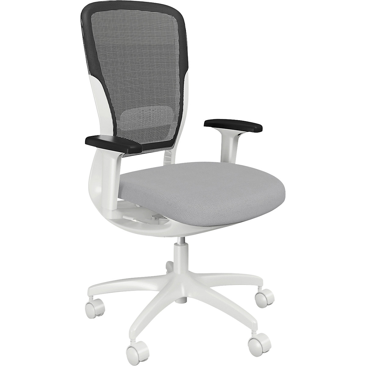 Sedia da ufficio MOTION, schienale in rete, bianco, grigio-0