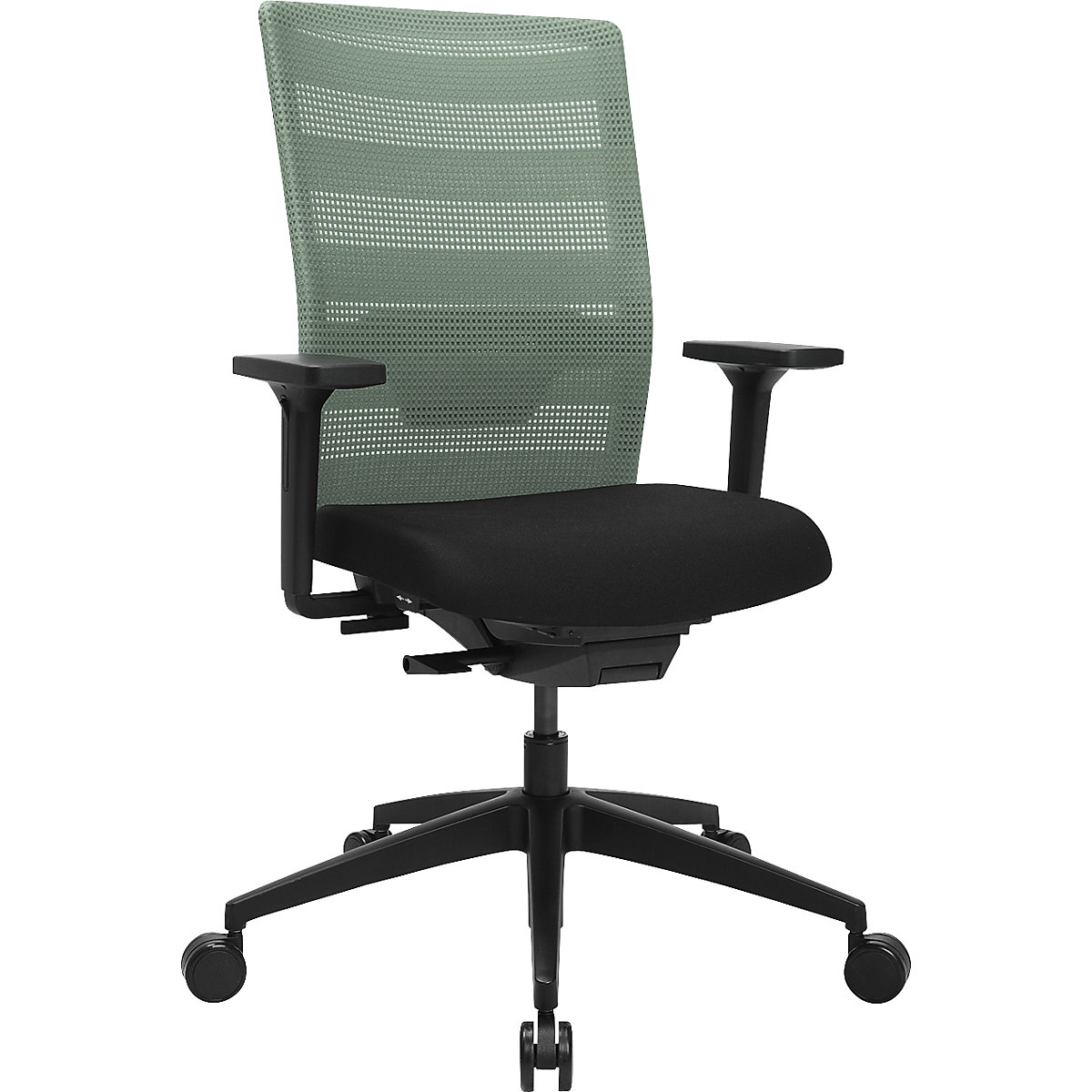 Sedia girevole da ufficio AirWork – Topstar, con braccioli, sincromeccanismo, nero, verde menta-0