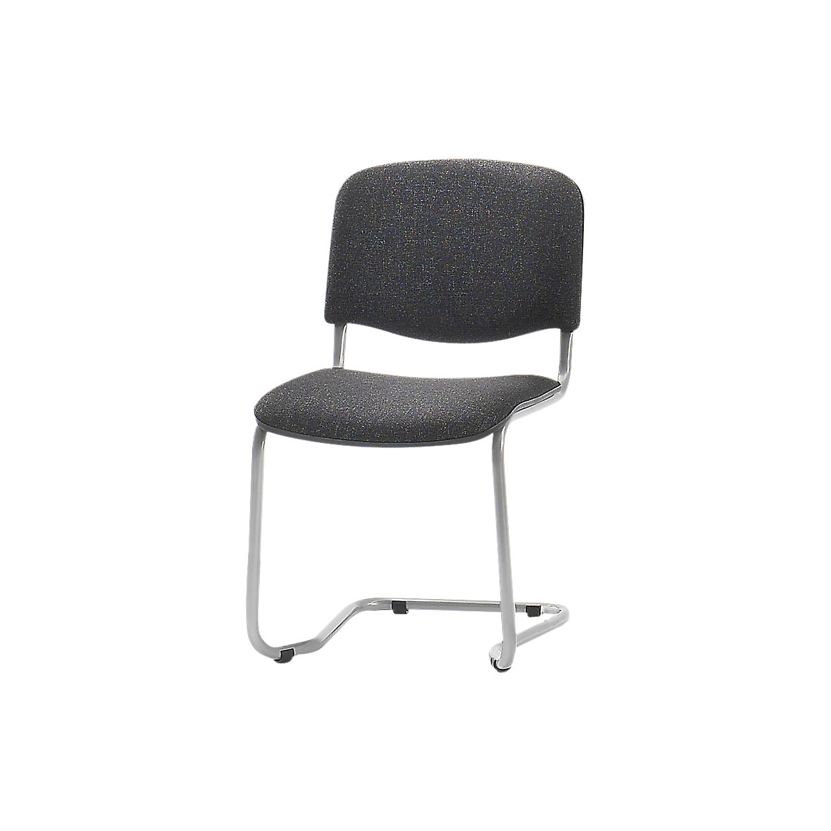 Sedia a telaio oscillante, impilabile, schienale imbottito, telaio color alluminio, imbottitura nera, conf. da 2 pz.-0