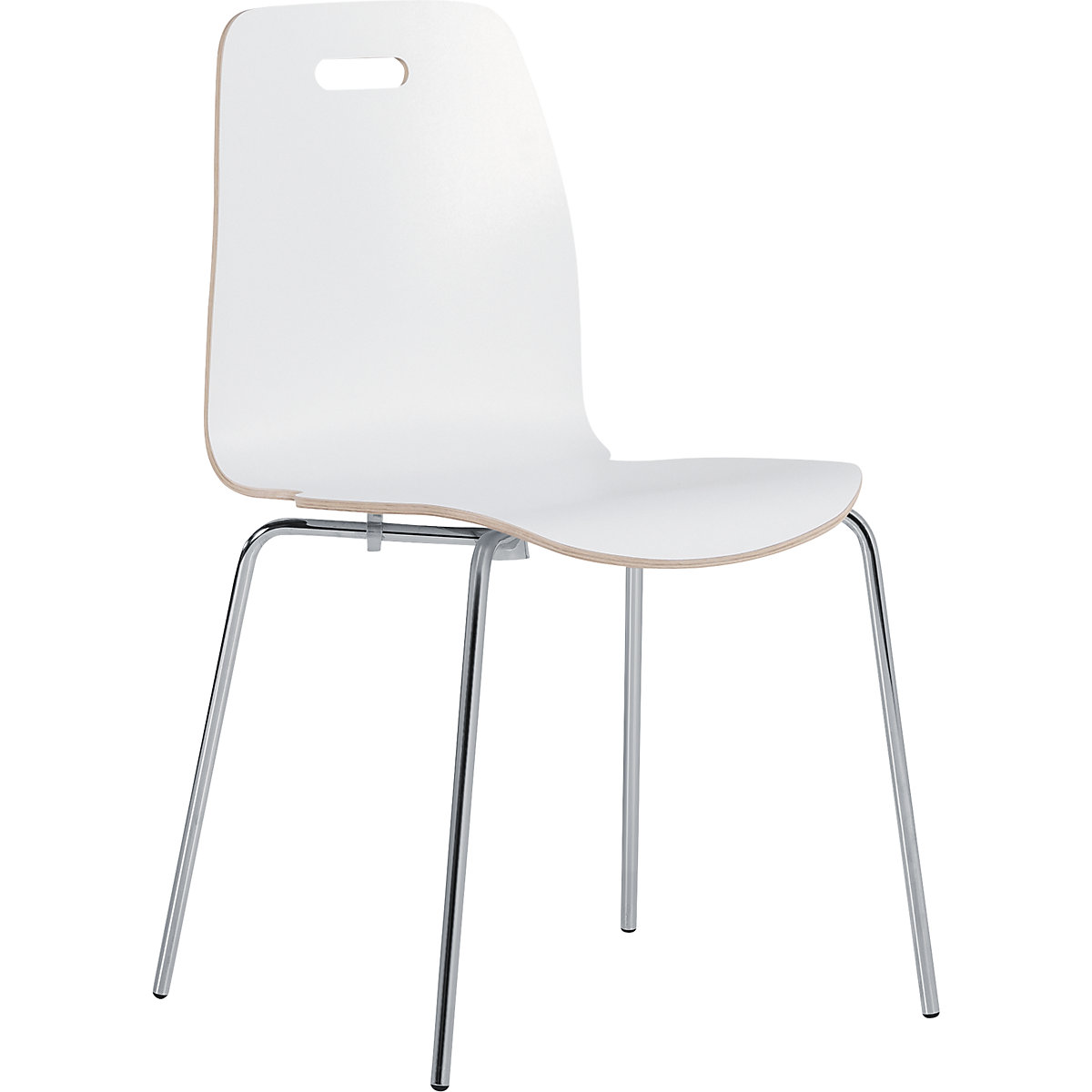 Sedia monoscocca Alina, impilabile, conf. da 4 pz., bianco/cromo-0