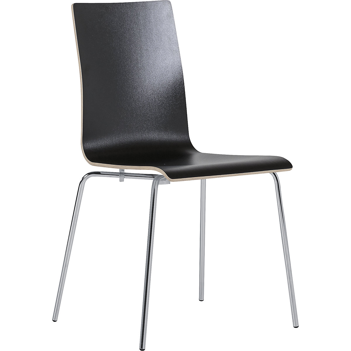 Sedia monoscocca Alma, impilabile, conf. da 4 pz., nero/cromo-0