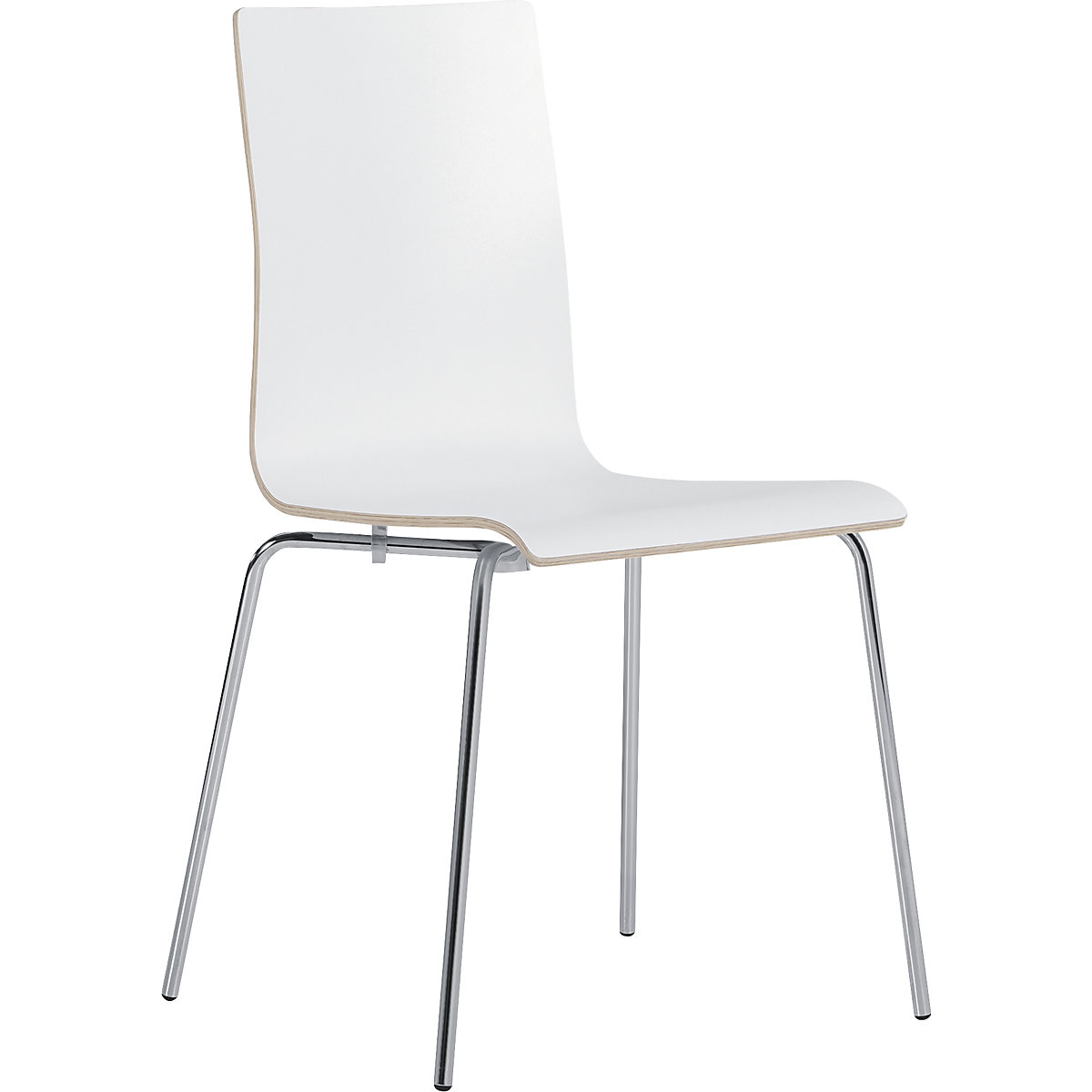 Sedia monoscocca Alma, impilabile, conf. da 4 pz., bianco/cromo-0