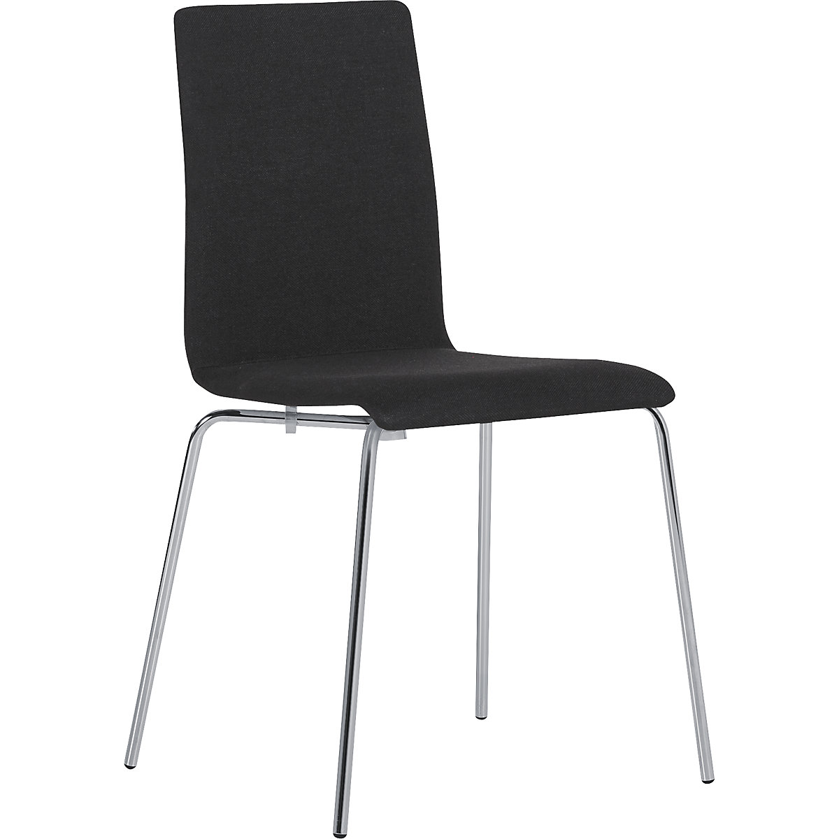 Sedia monoscocca Elin, impilabile, conf. da 4 pz., nero/cromo-0