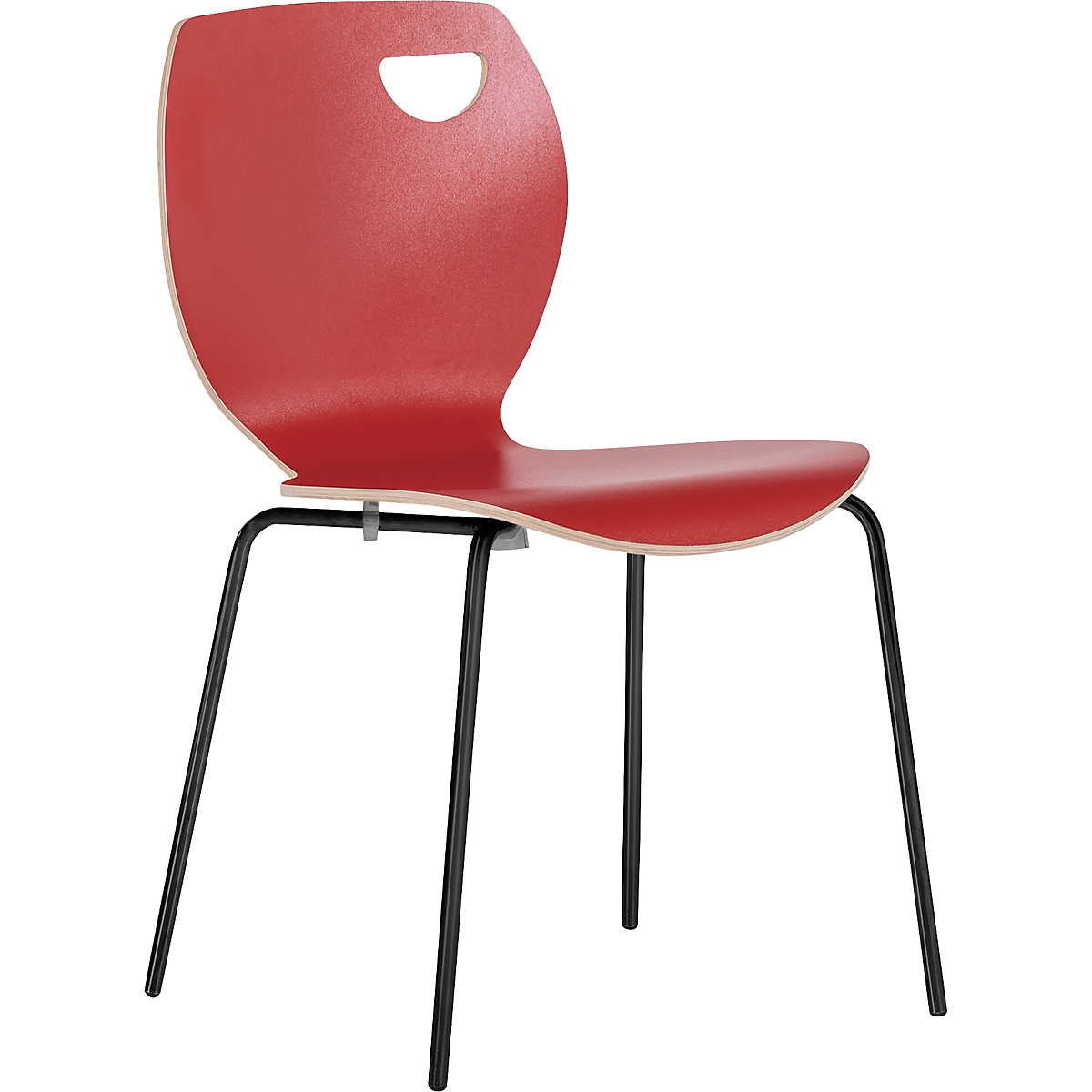 Sedia monoscocca Laura, impilabile, conf. da 4 pz., rosso/nero-0
