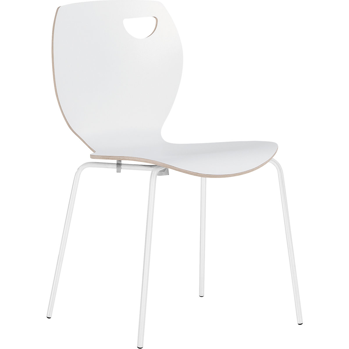 Sedia monoscocca Laura, impilabile, conf. da 4 pz., bianco/bianco-0