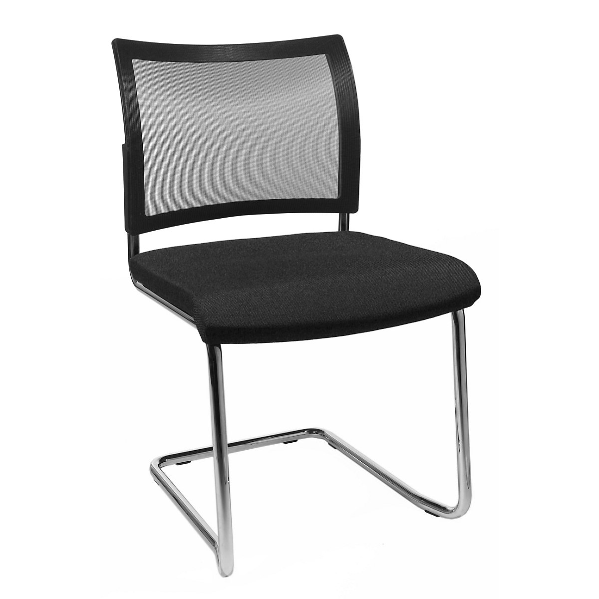 Sedia per visitatori, impilabile – Topstar, telaio oscillante, schienale in rete, conf. da 2 pz., nero-0