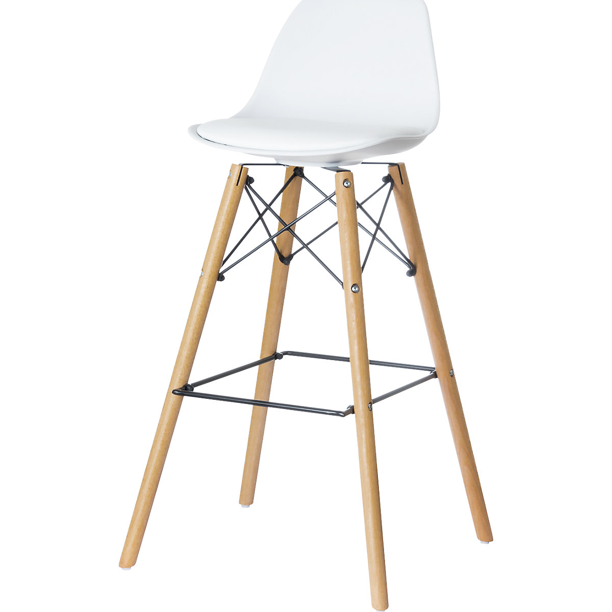 Sgabello da bar STEELWOOD – meet, con cuscino, conf. da 2 pezzi, bianco-0