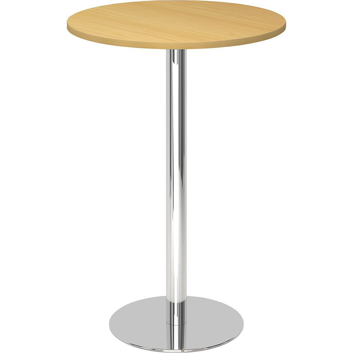 Tavolo alto, Ø 800 mm, altezza 1116 mm, telaio cromato, piano simil-faggio-0