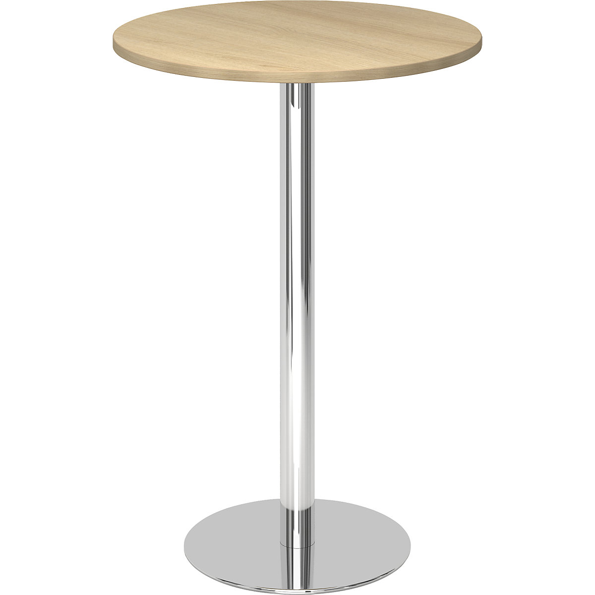 Tavolo alto, Ø 800 mm, altezza 1116 mm, telaio cromato, piano simil-quercia-0