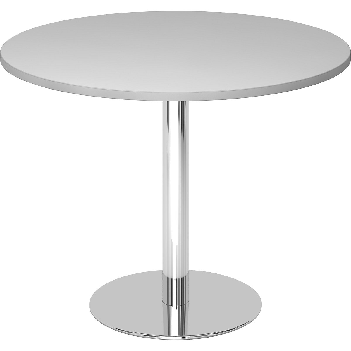 Tavolo per sala riunioni, Ø 1000 mm, altezza 755 mm, telaio cromato, piano grigio chiaro-0