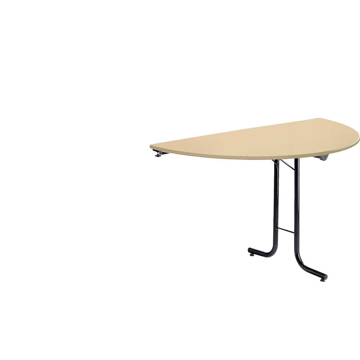 Piano aggiuntivo per tavolo pieghevole, piano a semicerchio, 1400 x 700 mm, telaio nero, piano in simil-acero-0