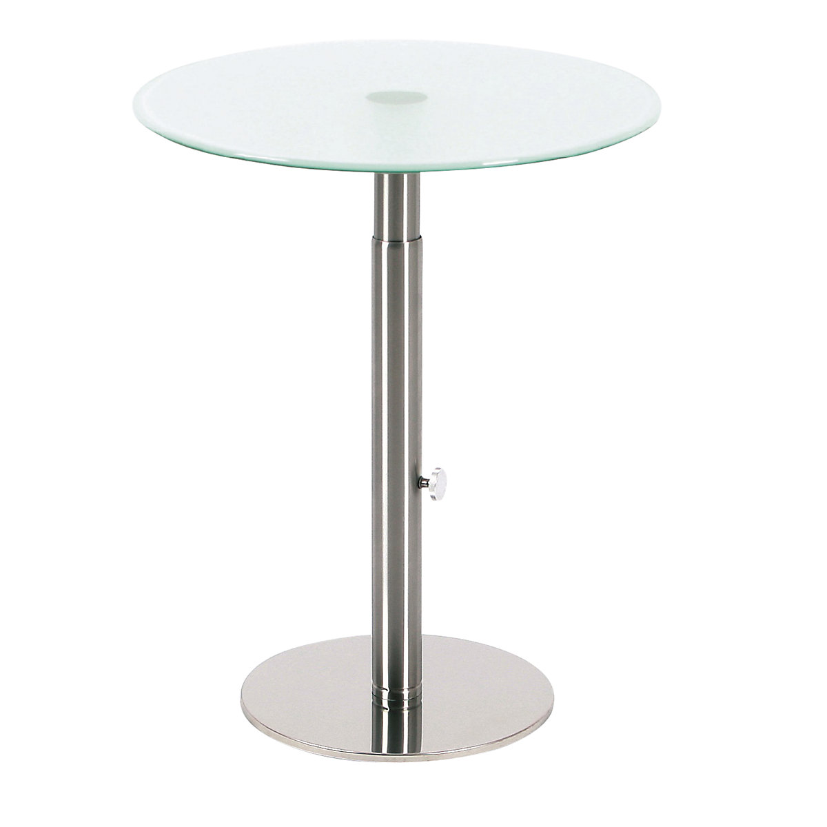 Tavolino, regolabile in altezza, Ø 495 mm, altezza 485 – 650 mm, piano in vetro satinato-0