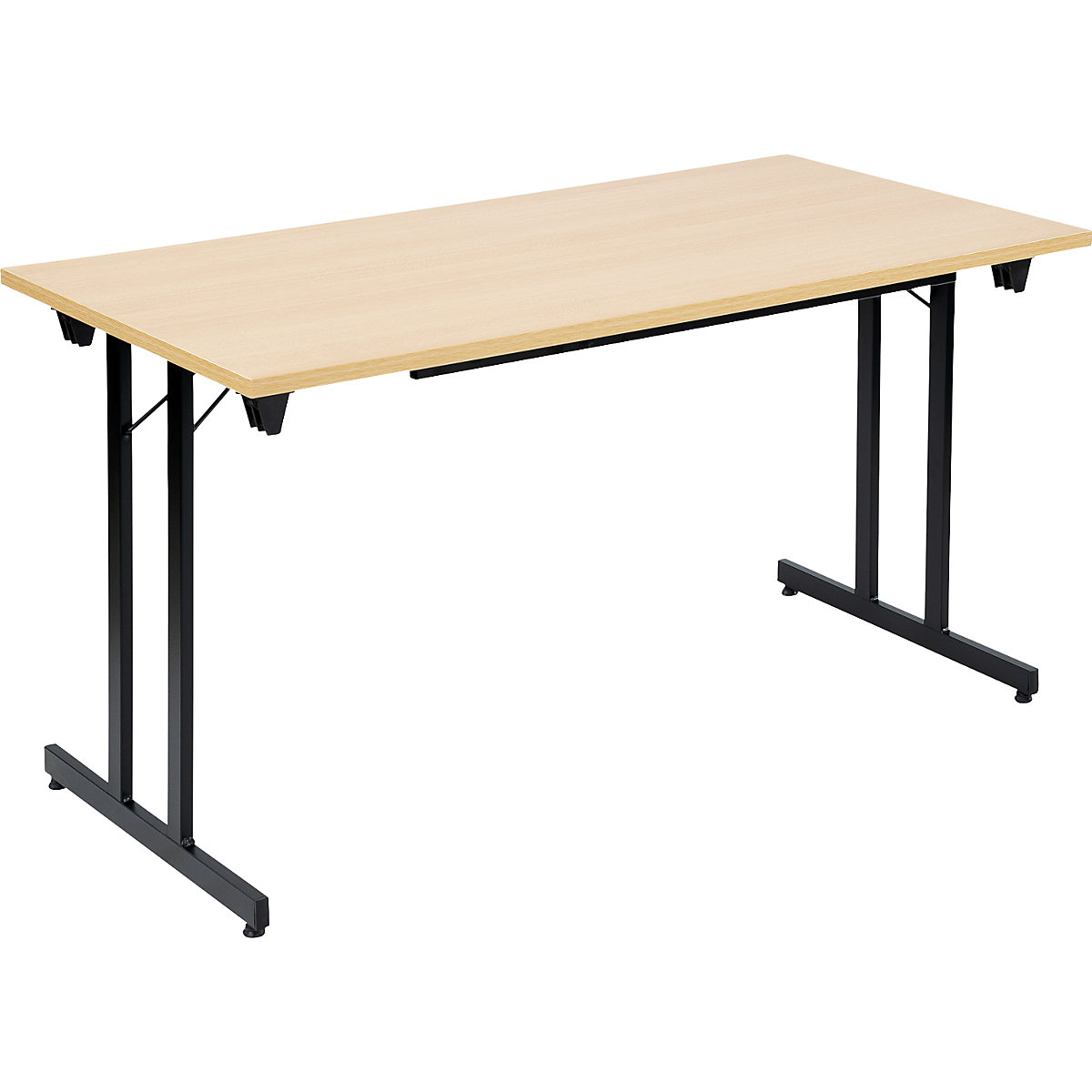 Tavolo pieghevole F25, largh. x prof. 1400 x 700 mm, piano simil-faggio, telaio nero-0