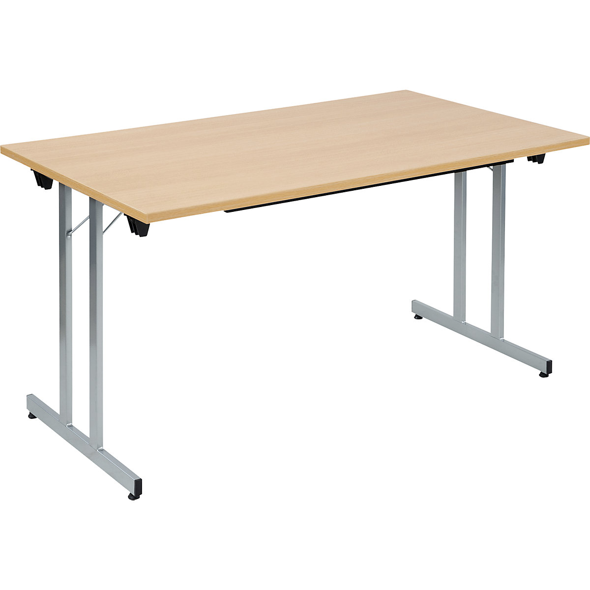 Tavolo pieghevole F25, largh. x prof. 1400 x 800 mm, piano simil-faggio, telaio alluminio brillante-0