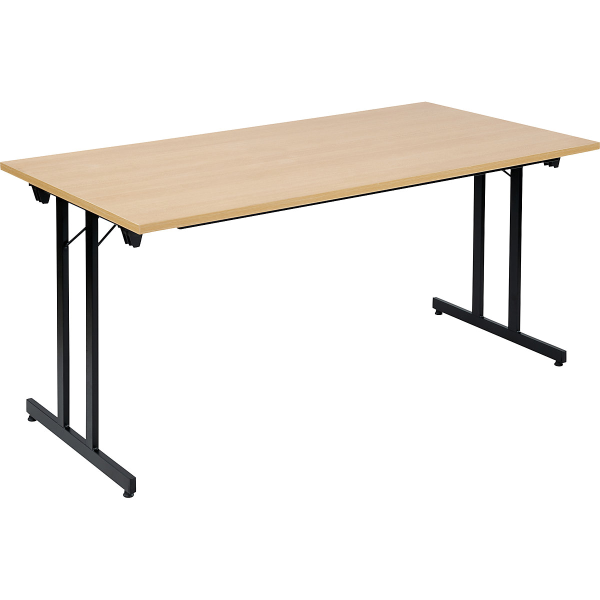 Tavolo pieghevole F25, largh. x prof. 1600 x 800 mm, piano simil-faggio, telaio nero-0