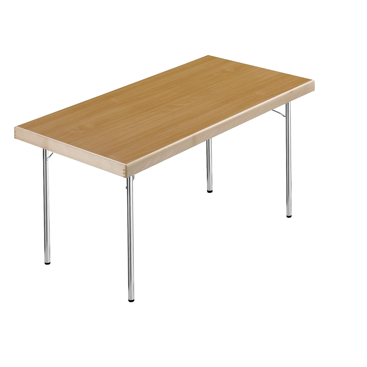 Tavolo pieghevole, basamento a 4 gambe, 1500 x 800 mm, telaio cromato, piano in simil-faggio-0