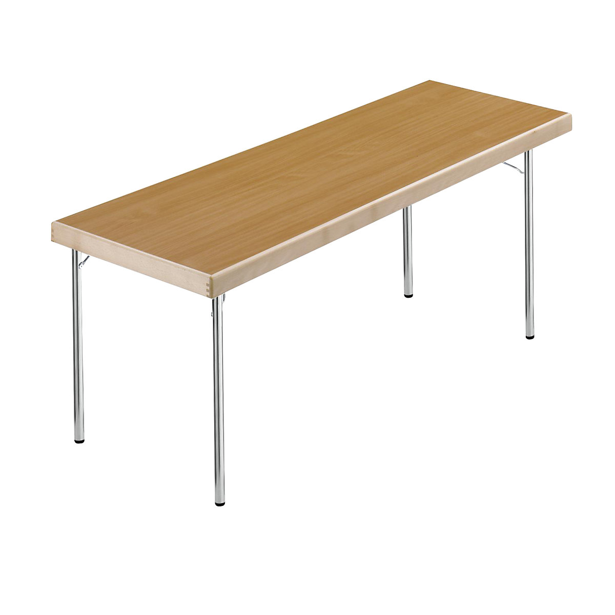 Tavolo pieghevole, basamento a 4 gambe, 1700 x 700 mm, telaio cromato, piano in simil-faggio-0