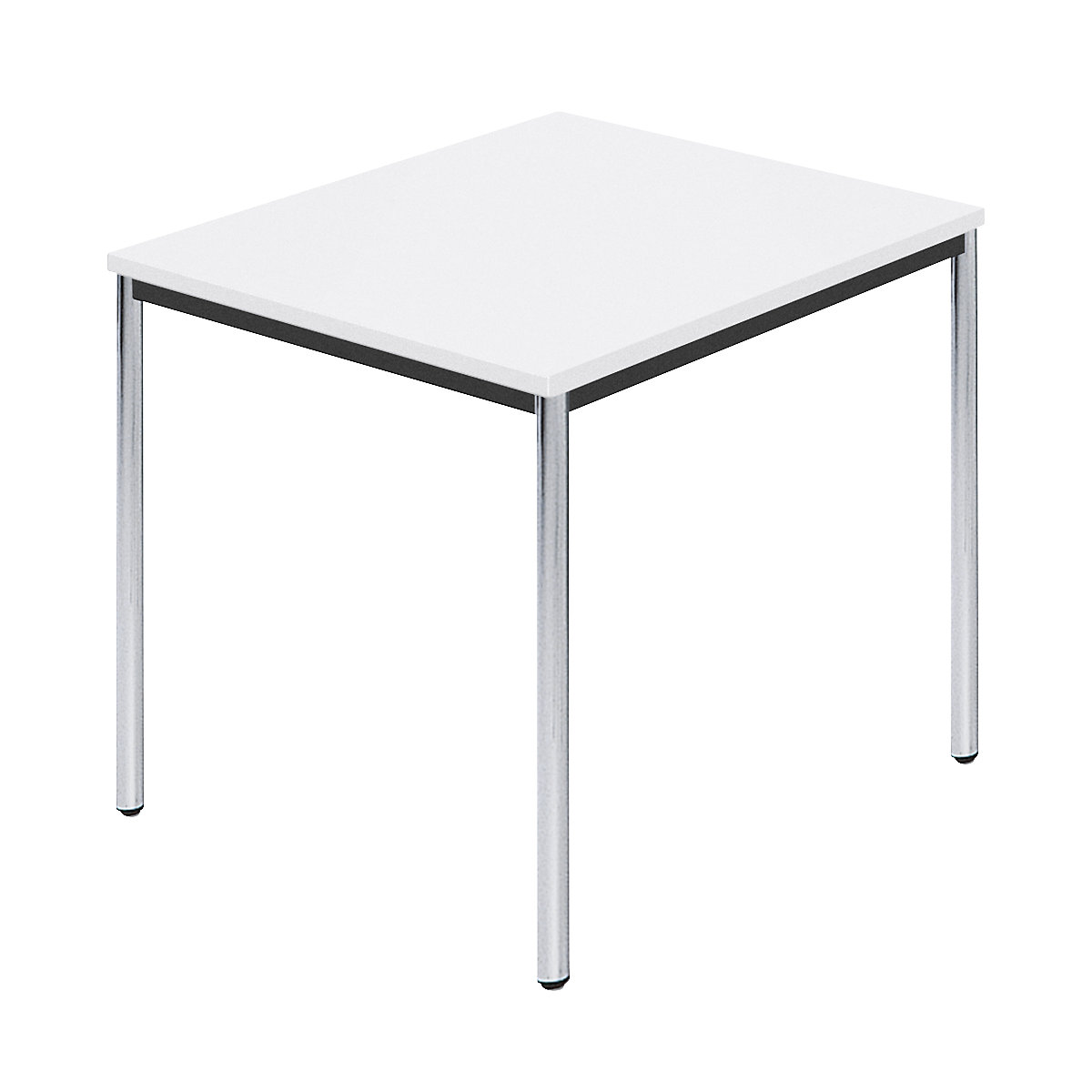 Tavolo quadrangolare, Tubo tondo cromato, largh. x prof. 800 x 800 mm, bianco-0