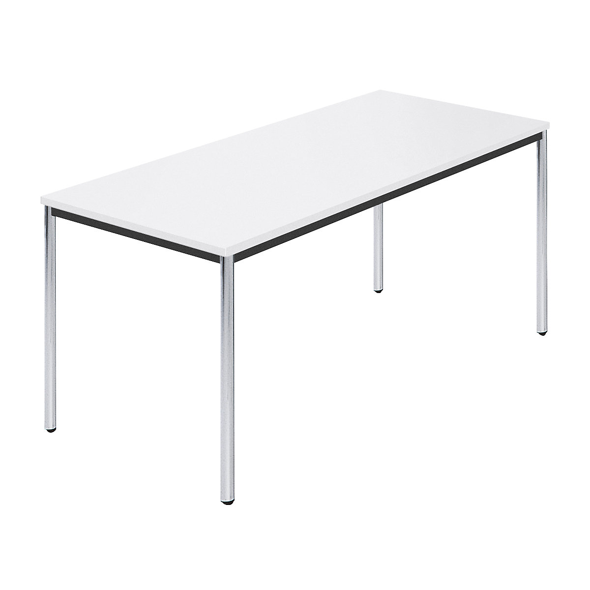 Tavolo quadrangolare, Tubo tondo cromato, largh. x prof. 1600 x 800 mm, bianco-0