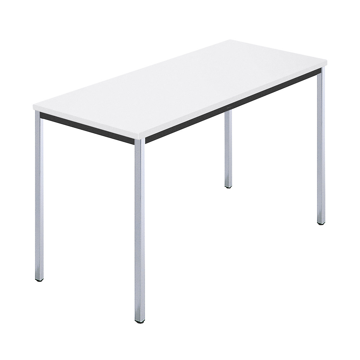 Tavolo quadrangolare, tubo a sezione quadrata cromato, largh. x prof. 1200 x 600 mm, bianco-0