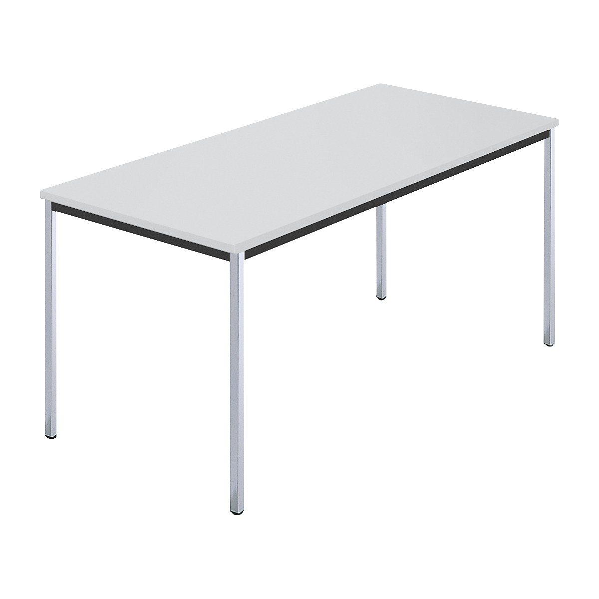 Tavolo quadrangolare, tubo a sezione quadrata cromato, largh. x prof. 1500 x 800 mm, grigio-0