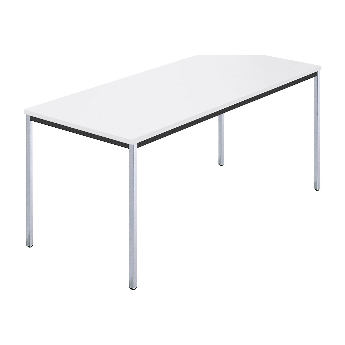 Tavolo quadrangolare, tubo a sezione quadrata cromato, largh. x prof. 1600 x 800 mm, bianco-0
