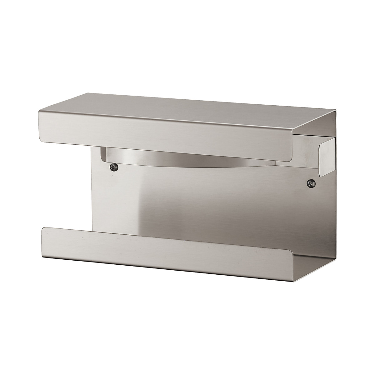 Dispensador de guantes y toallitas faciales – AIR-WOLF, para 1 caja, H x A x P 138 x 250 x 99 mm, acero inoxidable, cepillado-0