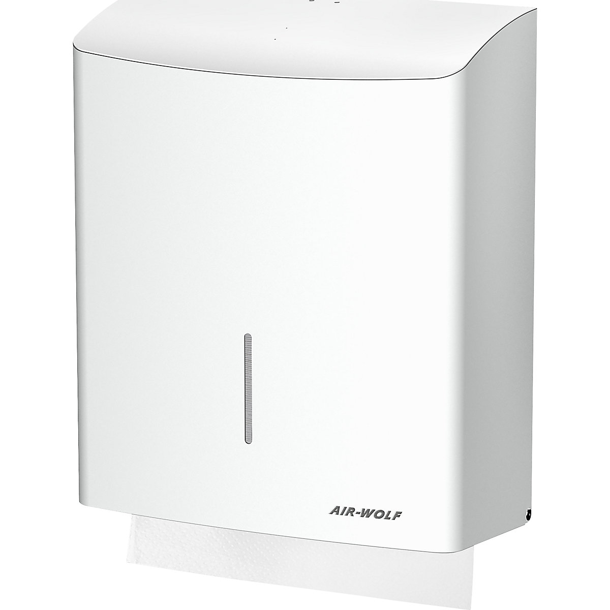 Dispensador de toallas de papel, de acero inoxidable – AIR-WOLF, aprox. 600 toallas plegadas, acero inoxidable blanco-0