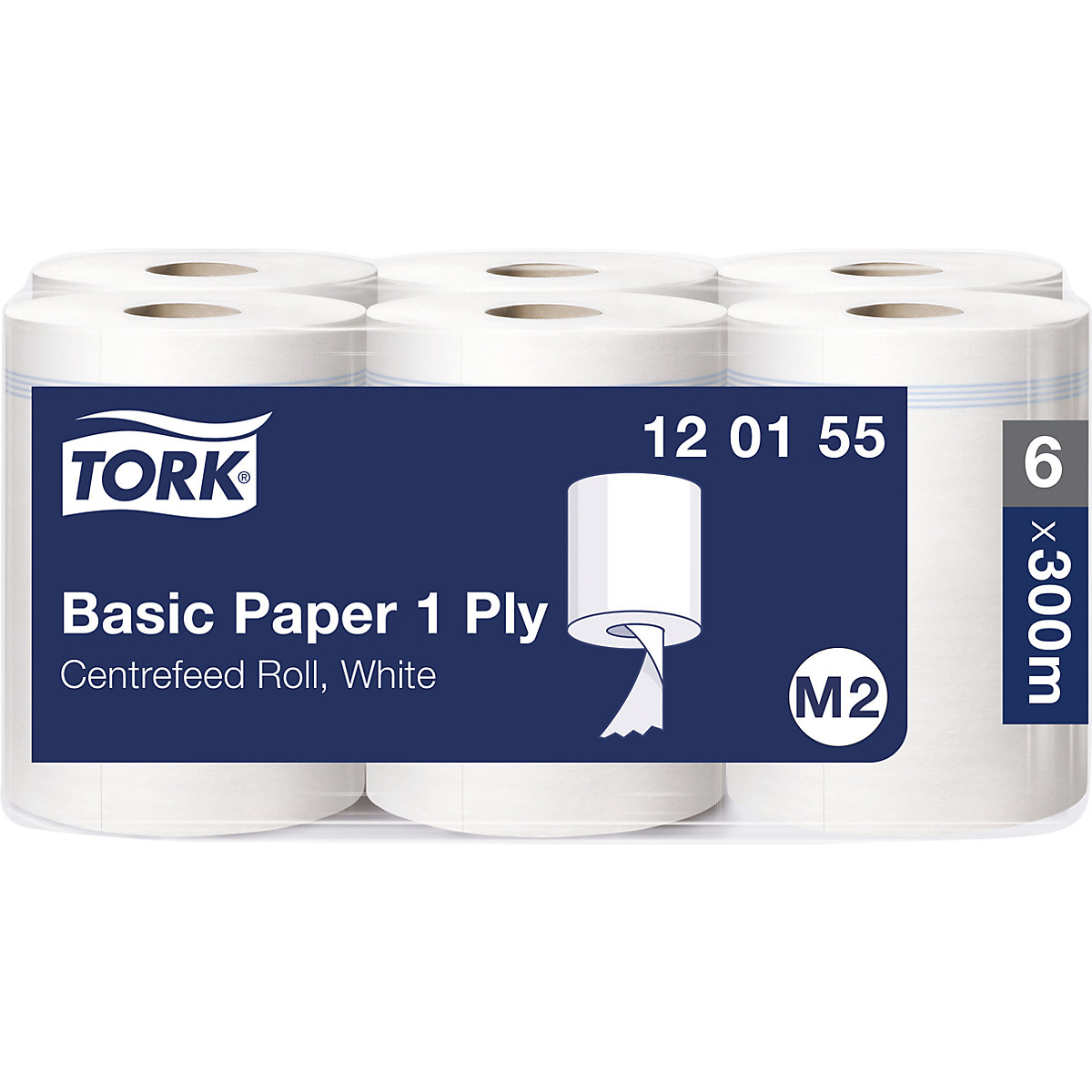 Toallitas de papel estándar con desenrollado interior – TORK, de 1 capa, blancas, UE 6 rollos, calidad universal, sin perforar-0