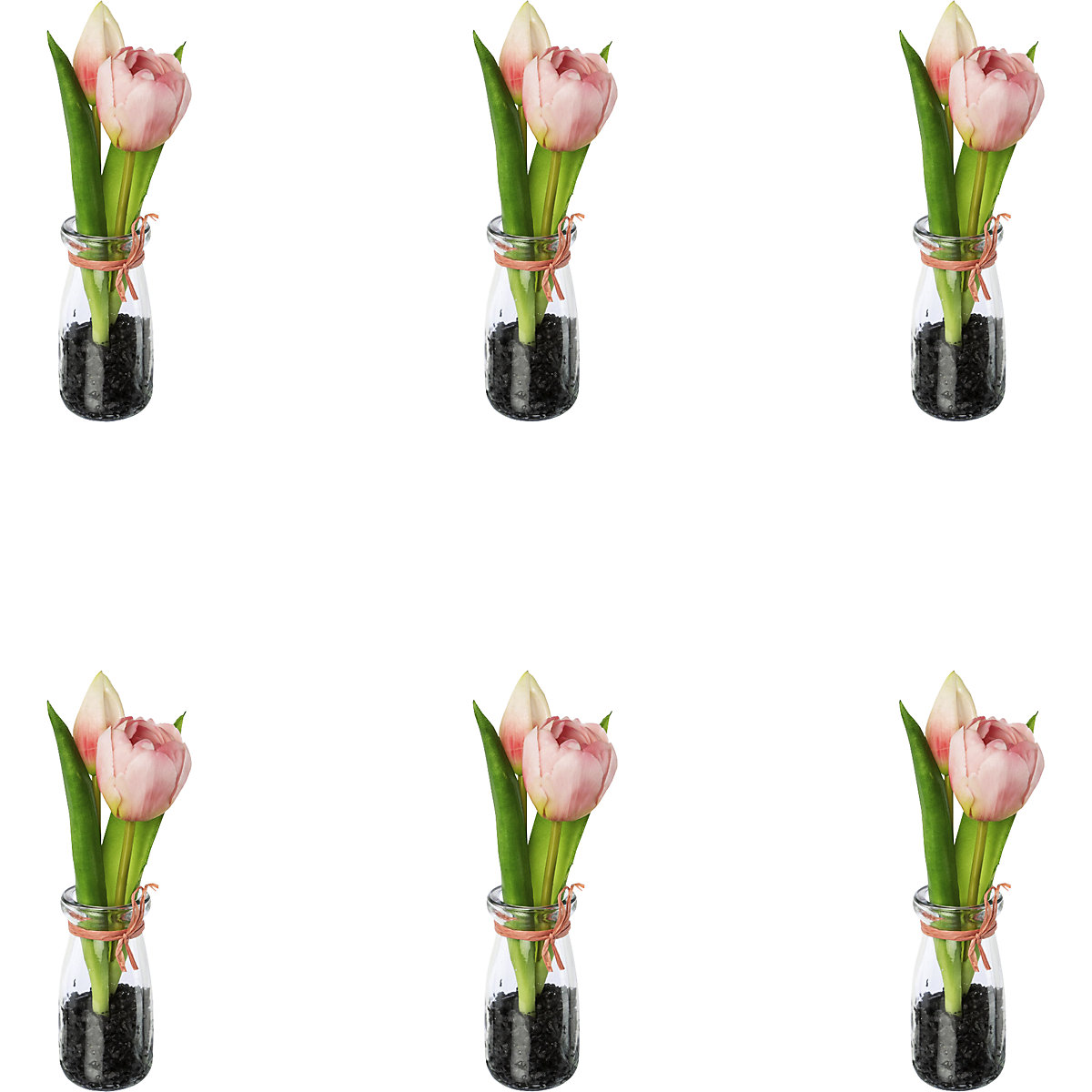 Tulipanes en florero de cristal, altura 210 mm, UE 6 unid., rosa-0