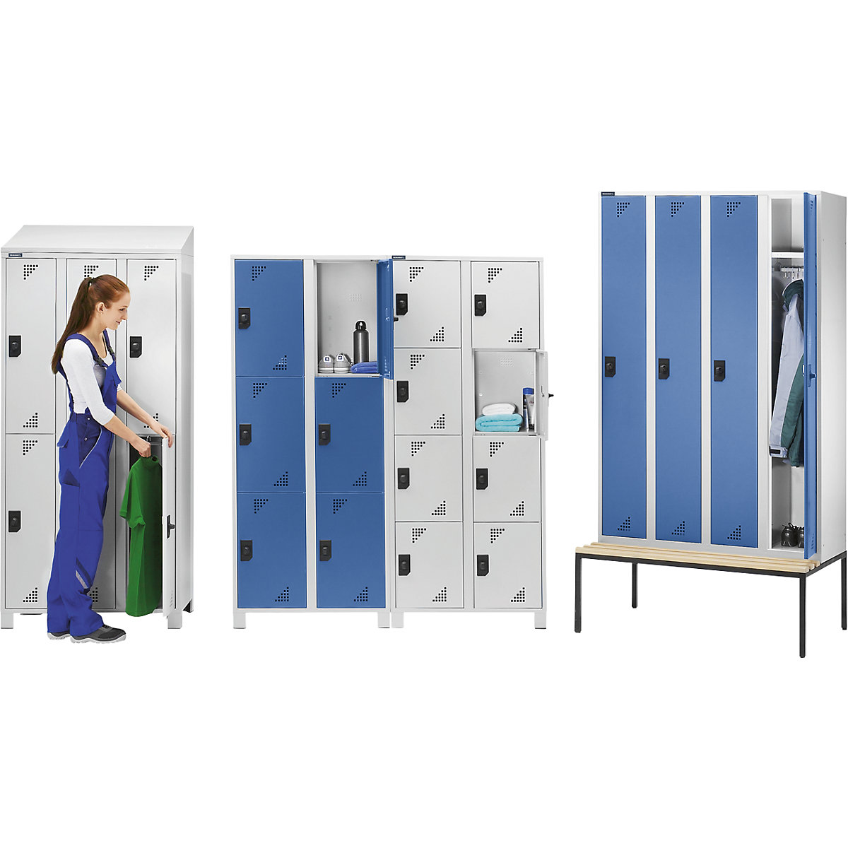 Armario guardarropa con compartimentos de media altura – eurokraft pro (Imagen del producto 2)-1