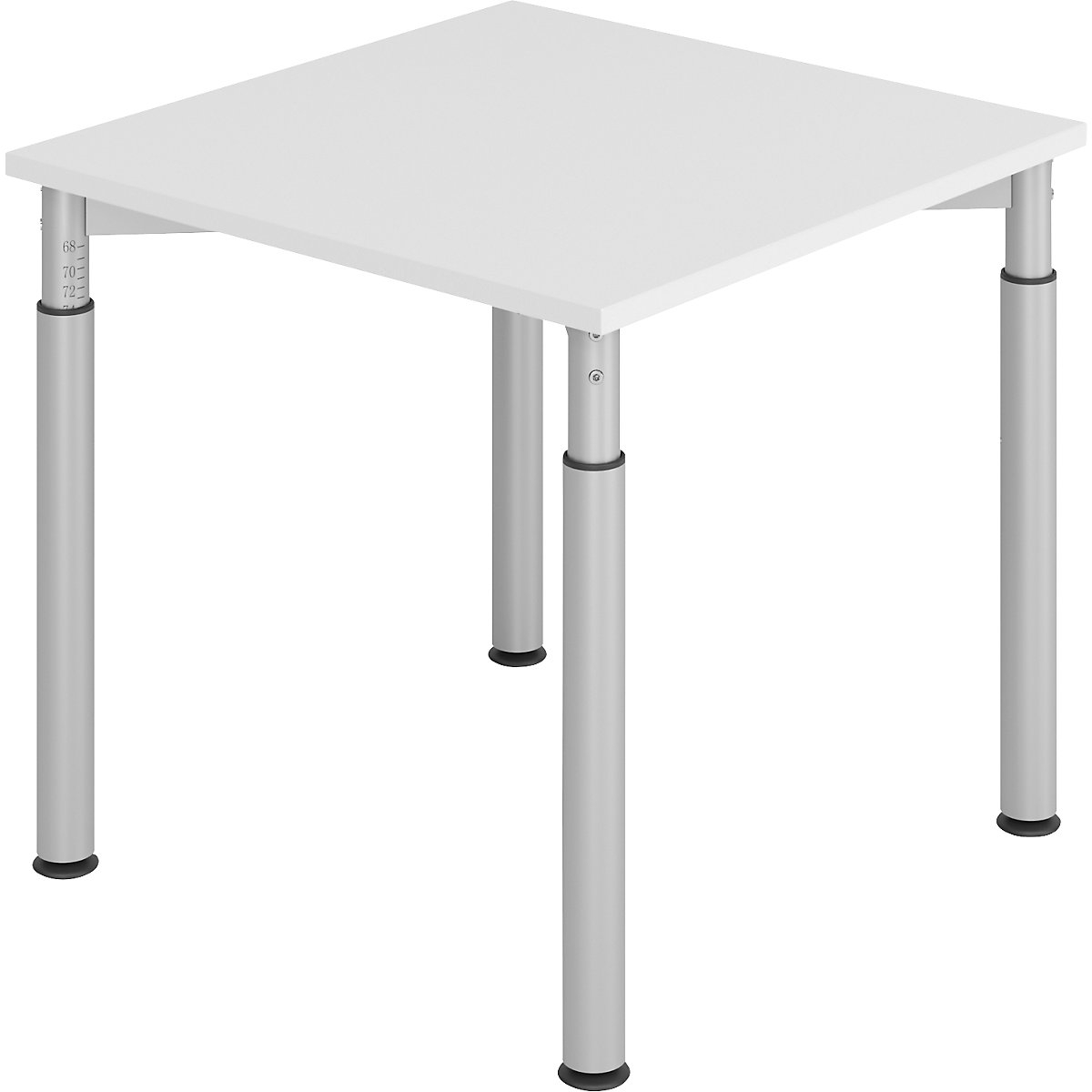 Birou cu cadru cu 4 picioare VERA-ZWO, înălțime reglabilă, adâncime 800 mm, lățime 800 mm, gri deschis / argintiu aluminiu-0