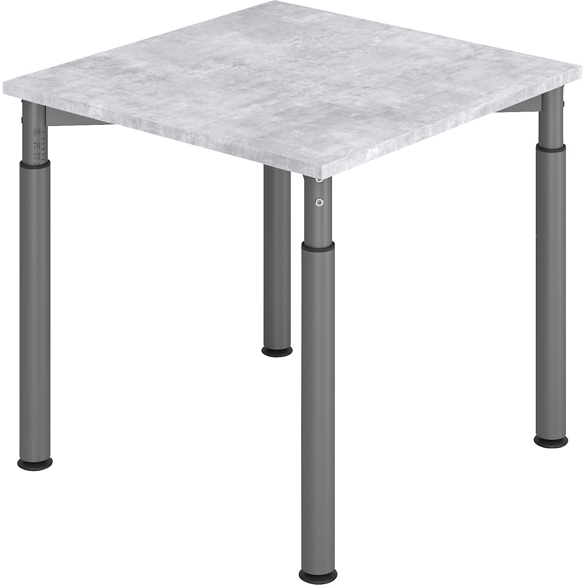 Birou cu cadru cu 4 picioare VERA-ZWO, înălțime reglabilă, adâncime 800 mm, lățime 800 mm, aspect beton / grafit-0