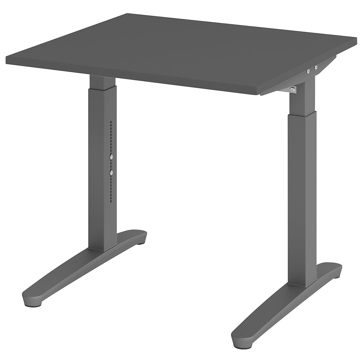 Birou cu cadru cu picior C ANNY – eurokraft pro, înălțime reglabilă 650 – 850 mm, lățime 800 mm, grafit / grafit-0