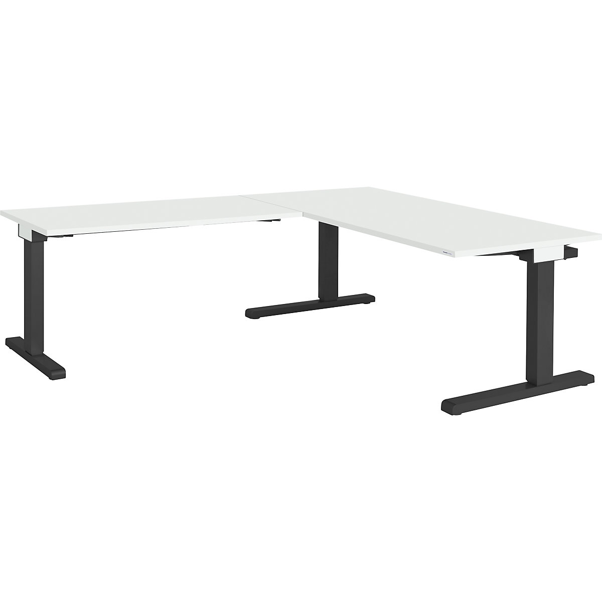 Birou, interconectat – mauser, lăț. x ad. 1600 x 800 mm, extensie de colț stânga (lățime 1200 mm), blat gri deschis, cadru gri antracit