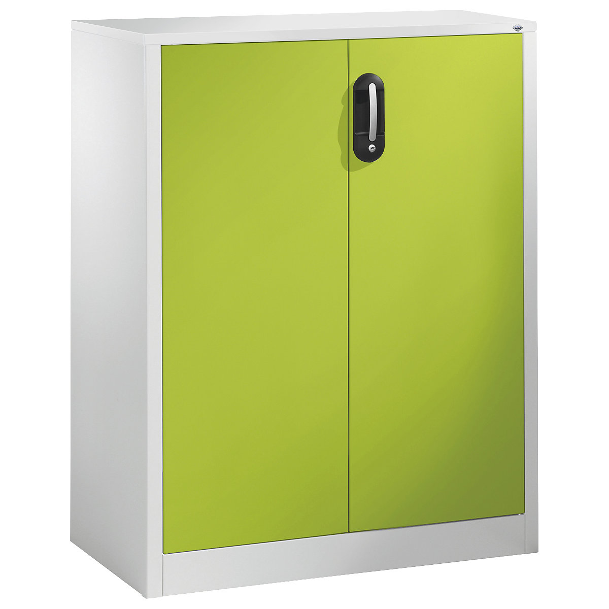 Comodă pentru acte ACURADO – C+P, înălțime pentru 3 bibliorafturi, î. x lăț. x ad. 1200 x 930 x 400 mm, gri deschis / verde viridin-0